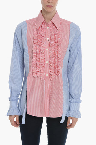 Cotton Ruffle Front Shirt with Volant Cuffs