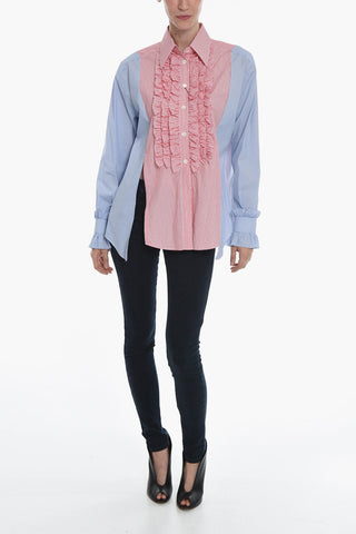 Cotton Ruffle Front Shirt with Volant Cuffs