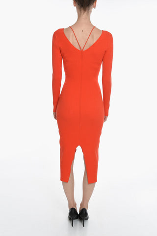 V-neck Ribbed Long Sleeved RIVOLI Maxi Dress