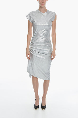 Asymmetric Stretch-lurex Dress with Draped Detail