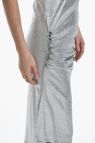 Asymmetric Stretch-lurex Dress with Draped Detail