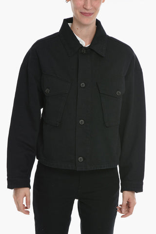 Twill Denim GISELLE Jacket with Logo Buttons