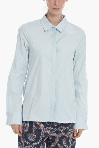Camicia in Popeline di Cotone con Chiusura a Scomparsa