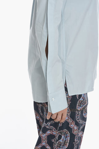 Camicia in Popeline di Cotone con Chiusura a Scomparsa