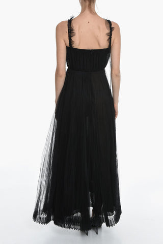 Pleated Tulle Corset Maxi Dress