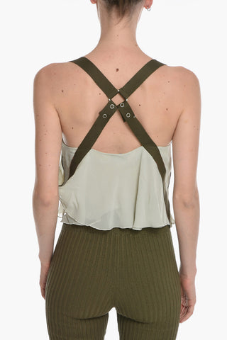 Semi Sheer T-LEILA Top with Crisscross Straps