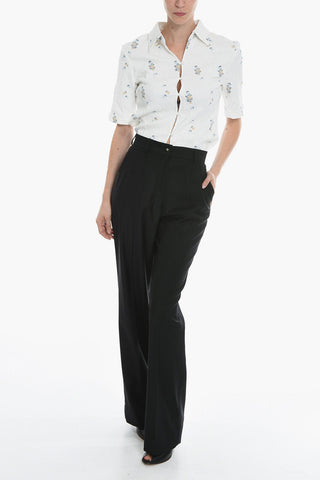 High-waisted Palazzo Pants with Side Band