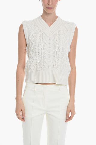 Cable Knit Sleeveless KAYA V-Neck Sweater