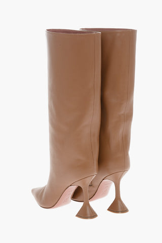 Under the Knee RAIN Leather Boots with Spool Heel 10cm