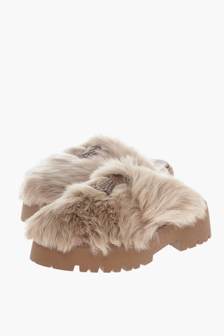 Leather Logo BULKY Lambfur Mules 5cm