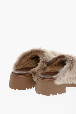 Leather Logo BULKY Lambfur Mules 5cm