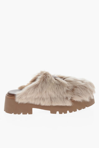 Leather Logo BULKY Lambfur Mules 5cm