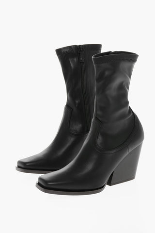 Sustainable Leather COWBOY Western Booties, 8cm