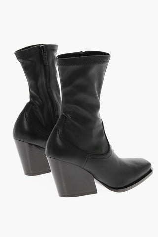 Sustainable Leather COWBOY Western Booties, 8cm