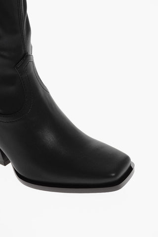 Sustainable Leather COWBOY Western Booties, 8cm
