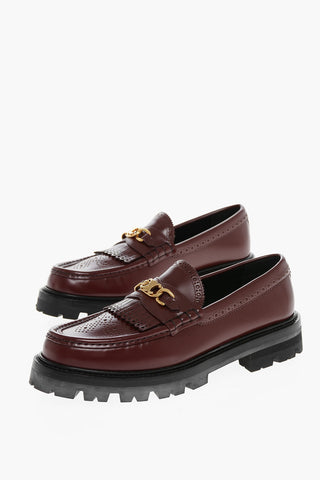 Leather MARGARET Brogue Loafers with Fringes