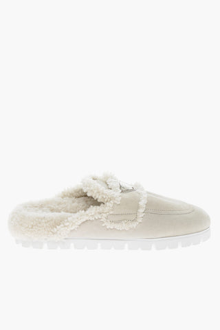 Shearling Lining Suede Mules