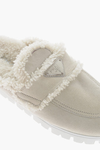 Shearling Lining Suede Mules
