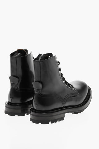 Lace-up Brushed Leather Combat Booties