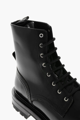 Lace-up Brushed Leather Combat Booties
