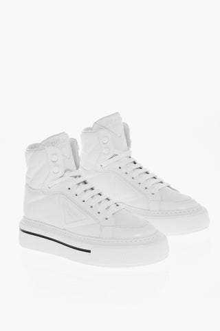 Monochrome Gabardine Nylon Lace-up Sneakers