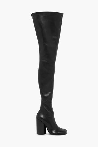 Over-the-Knee Leather Stretch Boots with Cylinder Heel 11cm