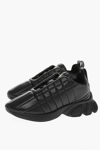 Low-top Quilted Leather Sneakers with Contrasting Logo