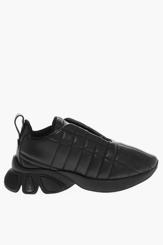 Low-top Quilted Leather Sneakers with Contrasting Logo