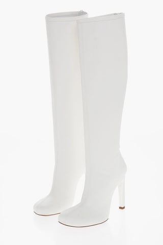 Knee-Lenght Leather Stretch Boots with Stiletto Heel 10,5cm