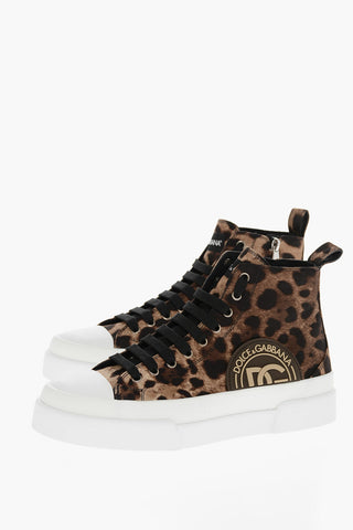 Contrasting Sole Leopard Motif Sneakers