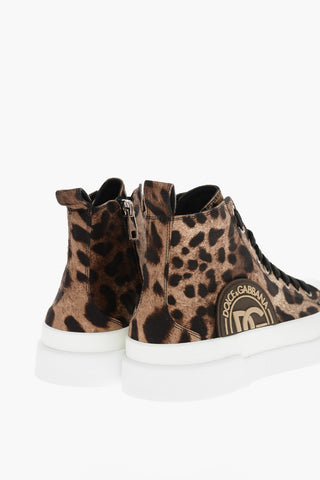 Contrasting Sole Leopard Motif Sneakers