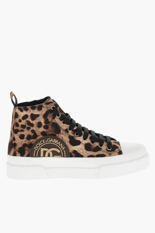 Contrasting Sole Leopard Motif Sneakers