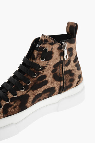 Contrasting Sole Leopard Motif Sneakers