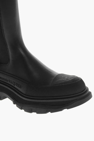 Knee Lenght Leather Chelsea Boots with Back Zip
