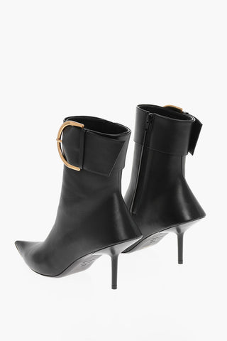 Maxi Metal Buckle Leather ESSEX Booties 7cm