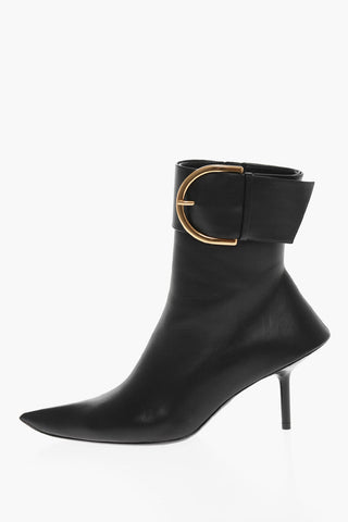 Maxi Metal Buckle Leather ESSEX Booties 7cm