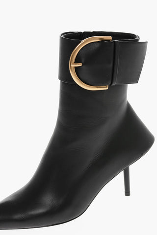 Maxi Metal Buckle Leather ESSEX Booties 7cm
