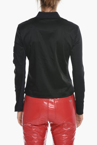 Satin T-OPUNTIA Bomber Jacket with Contrasting Details and Sleeve Pocket