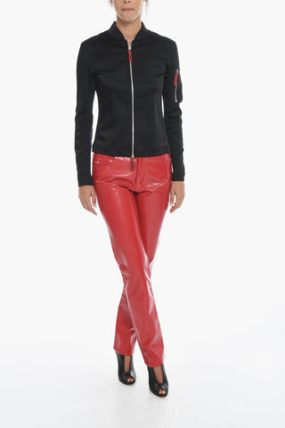Satin T-OPUNTIA Bomber Jacket with Contrasting Details and Sleeve Pocket