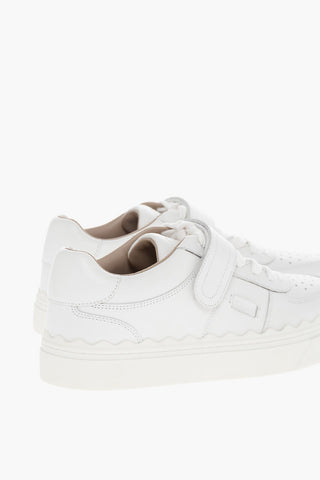 Leather Monochrome Sneakers with Velcro Detail