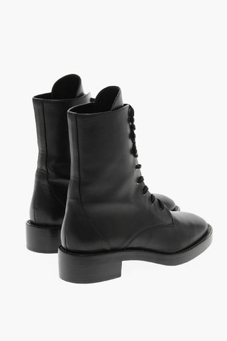 Leather SONDRA Combat Booties with Crystals