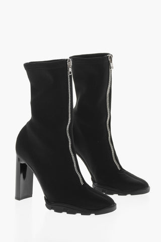 Shiny Heel Full Zip Sock Booties 11cm