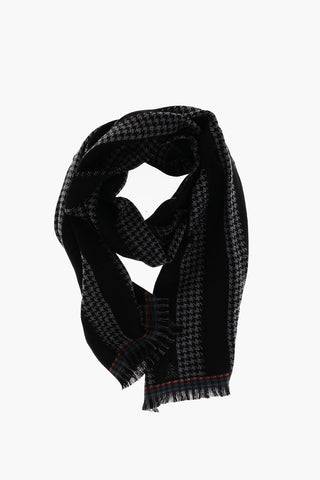 Houndstooth Motif Two-Tone Scarf