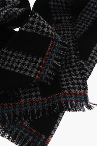 Houndstooth Motif Two-Tone Scarf