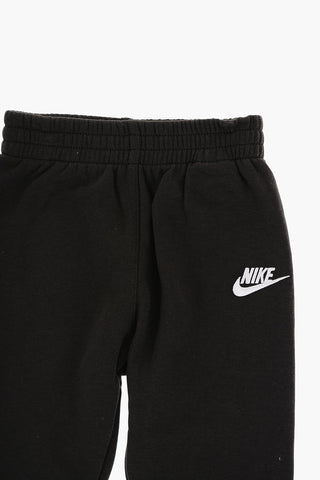 Fleeced Cotton Sweatshirt and Joggers Set with All-Over Logo