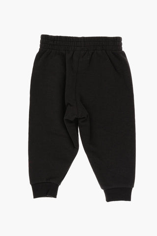 Fleeced Cotton Sweatshirt and Joggers Set with All-Over Logo