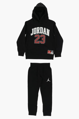 AIR JORDAN Fleeced Cotton Hoodie and Joggers Set with Printed Logo
