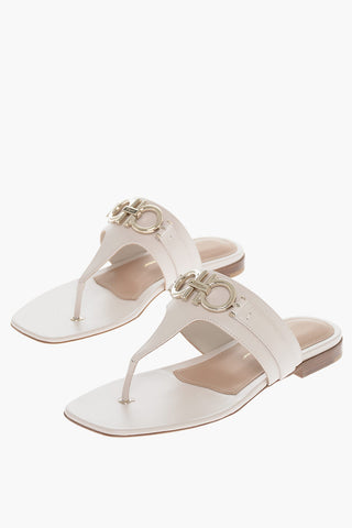 Leather RIKIS Thong Sandals with Logoed Buckle