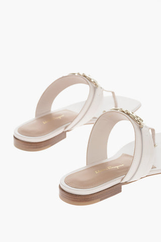 Leather RIKIS Thong Sandals with Logoed Buckle
