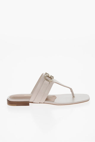 Leather RIKIS Thong Sandals with Logoed Buckle